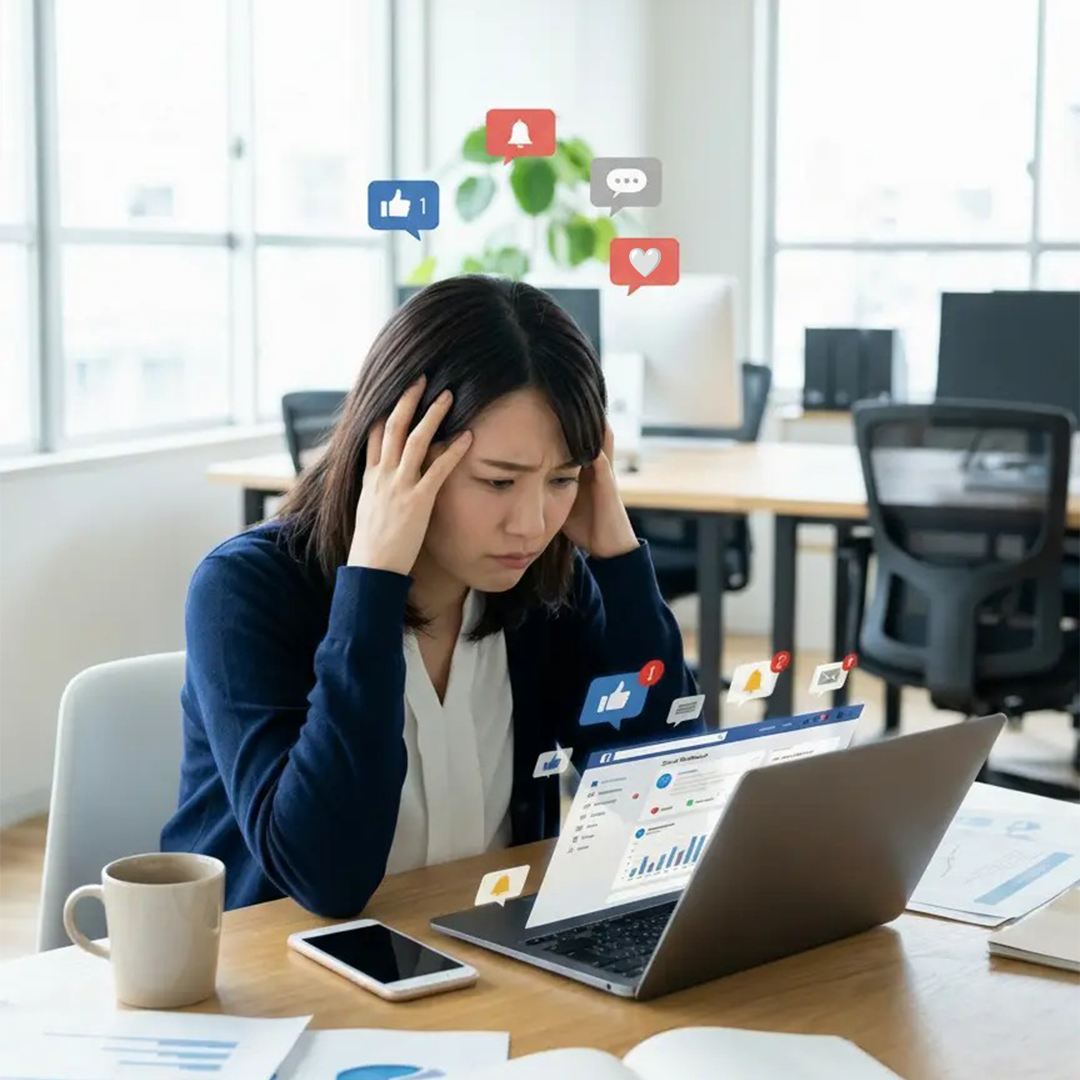 SNS通知に悩む担当者